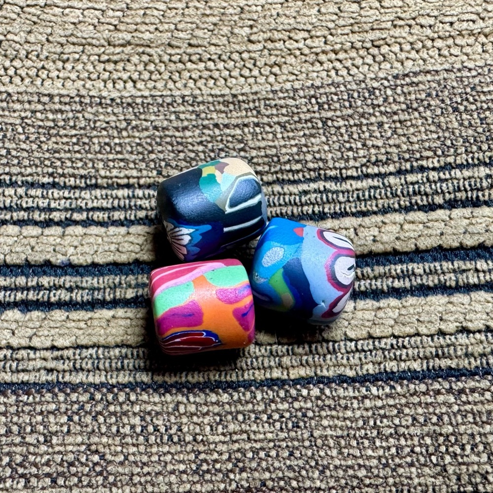 90s Fimo Beads with Blue and Pink Swirling Patterns